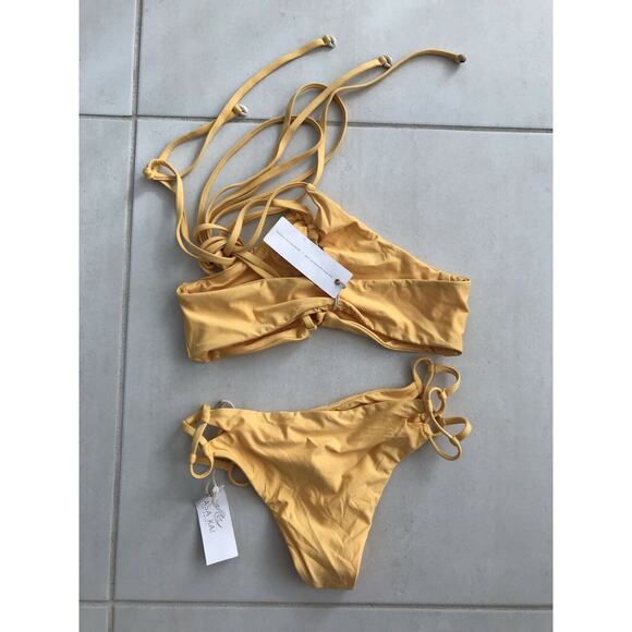 Kasa Kai Harley Swim Strappy Wrap Bikini Top Bottom Set Swimwear - Picture 4 of 12